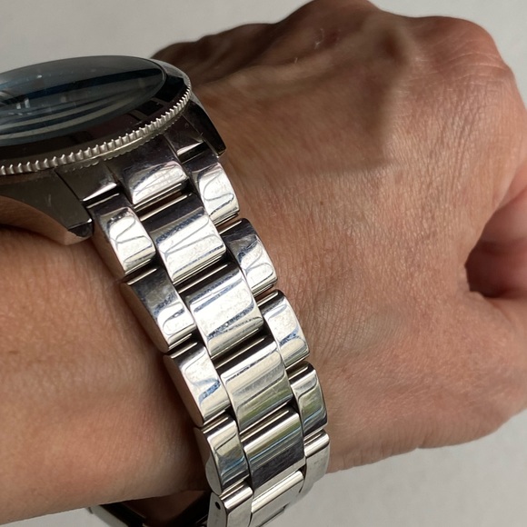 Fossil Chronograph Blue Dial Watch Unisex Round Silver Bracelet AM 4547 - Picture 6 of 9